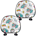 Little Girly Unicorn Pattern Print Car Headrest Covers