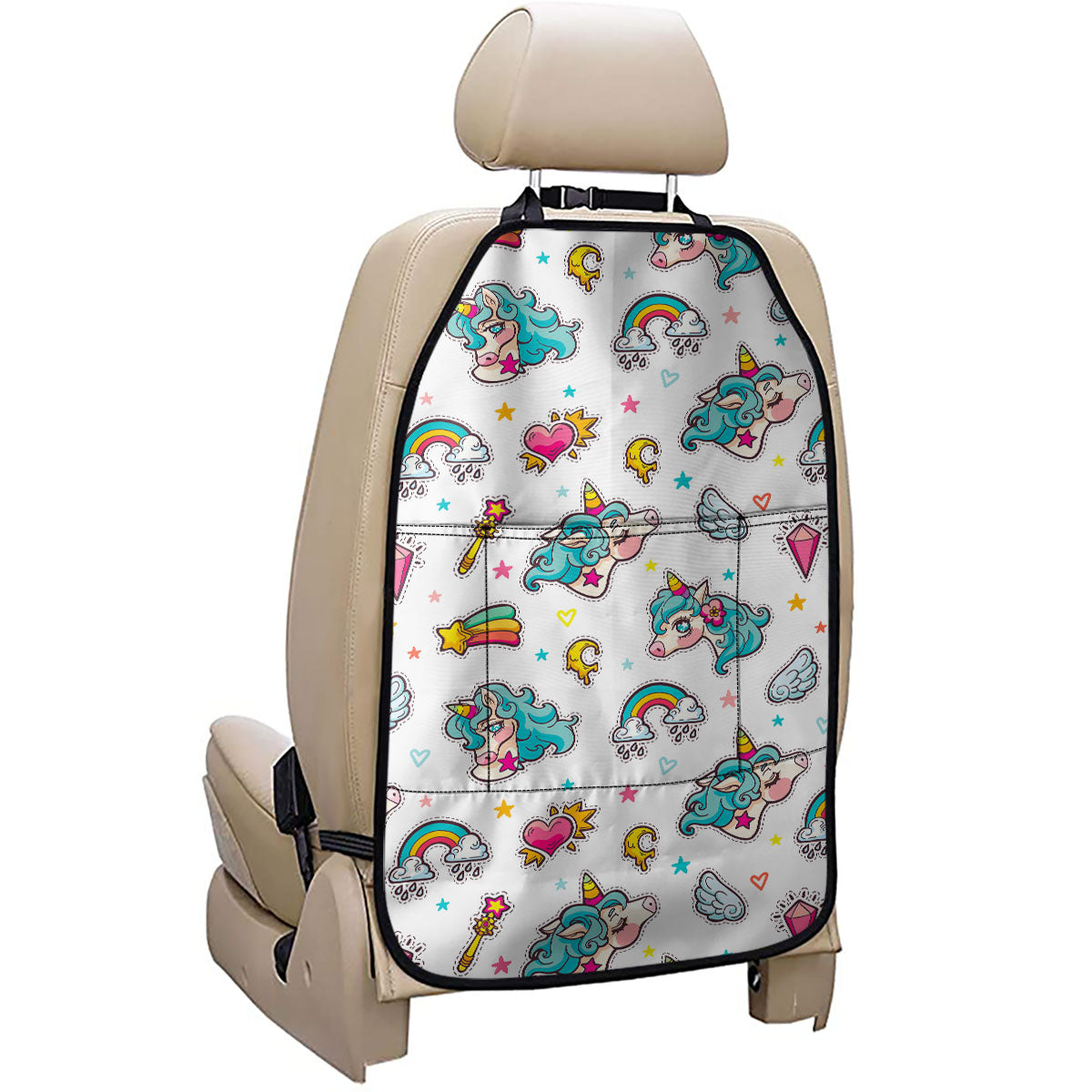 Little Girly Unicorn Pattern Print Car Seat Organizers