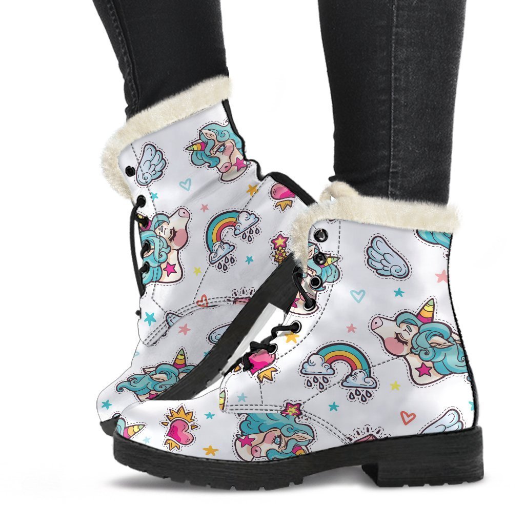 Little Girly Unicorn Pattern Print Comfy Boots GearFrost