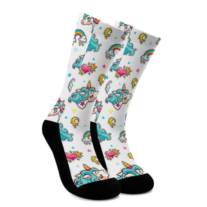 Little Girly Unicorn Pattern Print Crew Socks