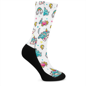 Little Girly Unicorn Pattern Print Crew Socks