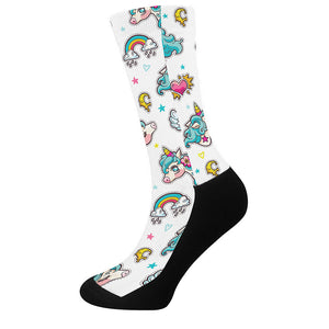 Little Girly Unicorn Pattern Print Crew Socks