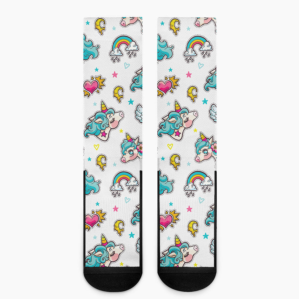 Little Girly Unicorn Pattern Print Crew Socks