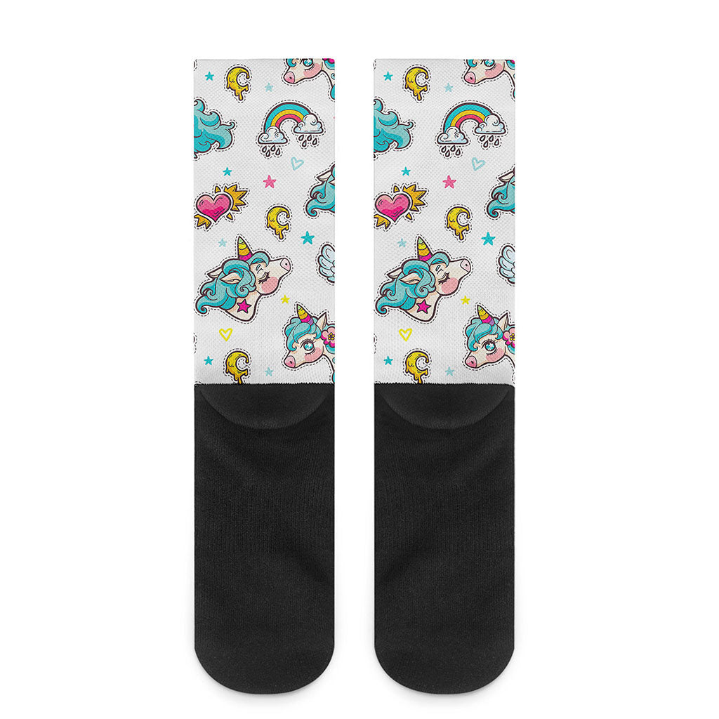 Little Girly Unicorn Pattern Print Crew Socks