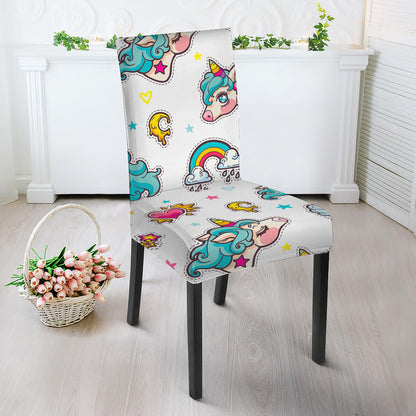 Little Girly Unicorn Pattern Print Dining Chair Slipcover