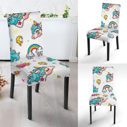 Little Girly Unicorn Pattern Print Dining Chair Slipcover
