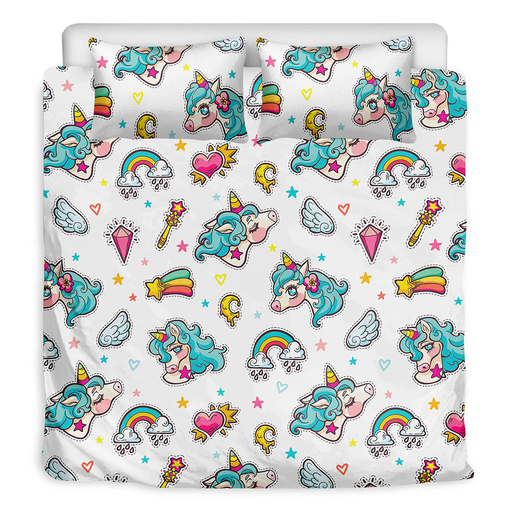 Little Girly Unicorn Pattern Print Duvet Cover Bedding Set