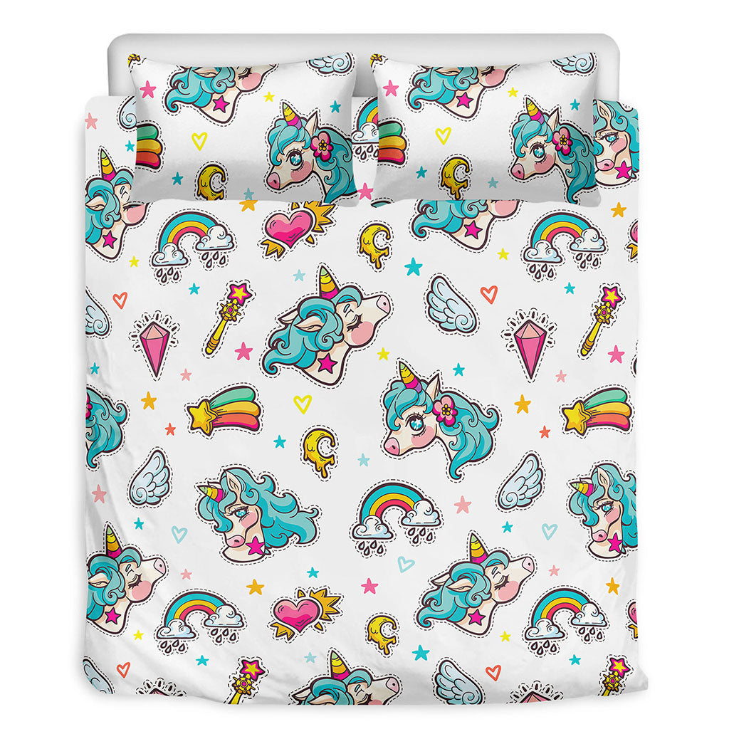 Little Girly Unicorn Pattern Print Duvet Cover Bedding Set