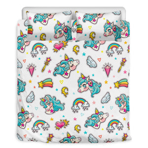 Little Girly Unicorn Pattern Print Duvet Cover Bedding Set