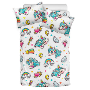 Little Girly Unicorn Pattern Print Duvet Cover Bedding Set