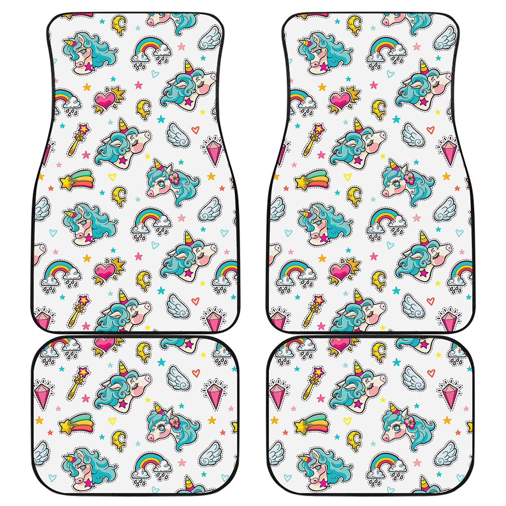 Little Girly Unicorn Pattern Print Front and Back Car Floor Mats