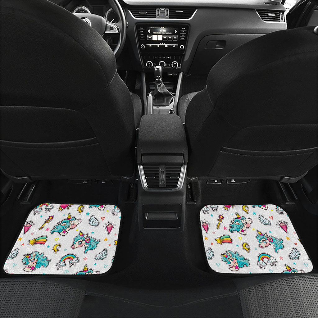 Little Girly Unicorn Pattern Print Front and Back Car Floor Mats