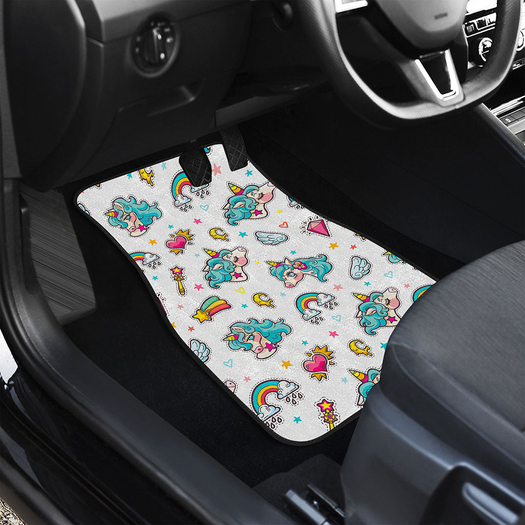 Little Girly Unicorn Pattern Print Front and Back Car Floor Mats