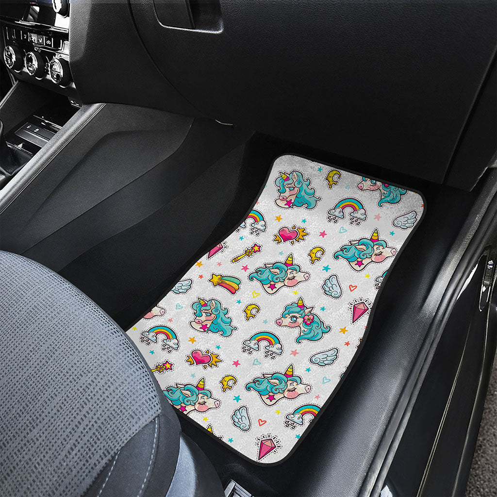 Little Girly Unicorn Pattern Print Front and Back Car Floor Mats