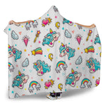 Little Girly Unicorn Pattern Print Hooded Blanket