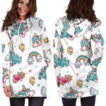 Little Girly Unicorn Pattern Print Hoodie Dress GearFrost