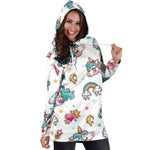 Little Girly Unicorn Pattern Print Hoodie Dress GearFrost