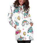 Little Girly Unicorn Pattern Print Hoodie Dress GearFrost