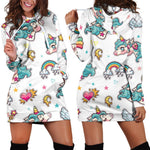 Little Girly Unicorn Pattern Print Hoodie Dress GearFrost