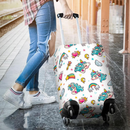 Little Girly Unicorn Pattern Print Luggage Cover GearFrost
