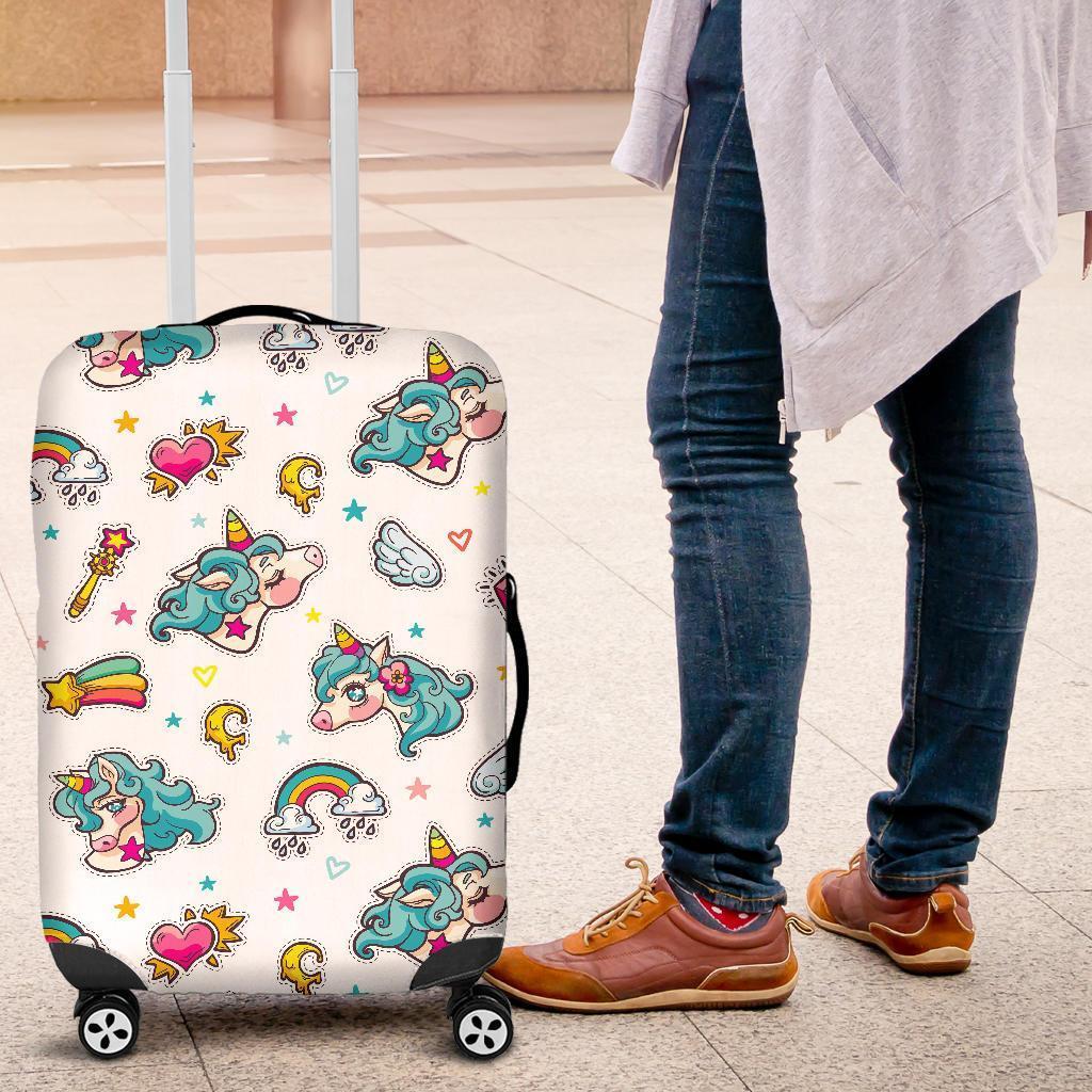 Little Girly Unicorn Pattern Print Luggage Cover GearFrost