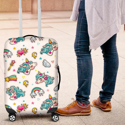 Little Girly Unicorn Pattern Print Luggage Cover GearFrost