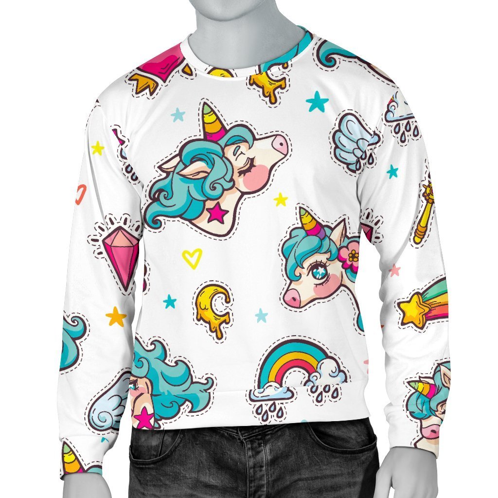 Little Girly Unicorn Pattern Print Men's Crewneck Sweatshirt GearFrost