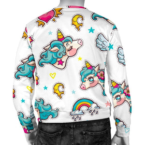 Little Girly Unicorn Pattern Print Men's Crewneck Sweatshirt GearFrost