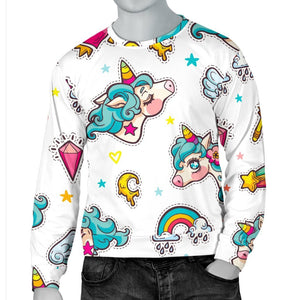 Little Girly Unicorn Pattern Print Men's Crewneck Sweatshirt GearFrost