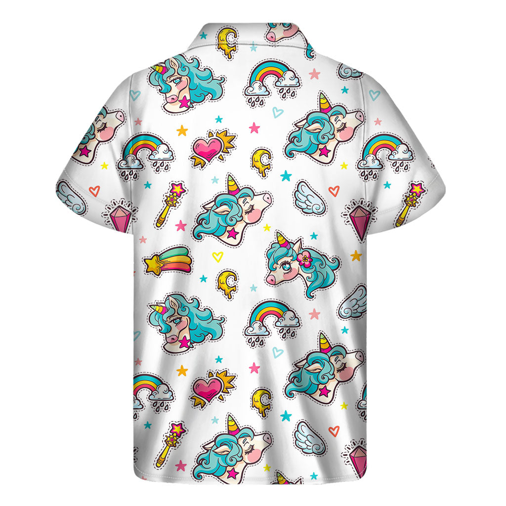 Little Girly Unicorn Pattern Print Men's Short Sleeve Shirt