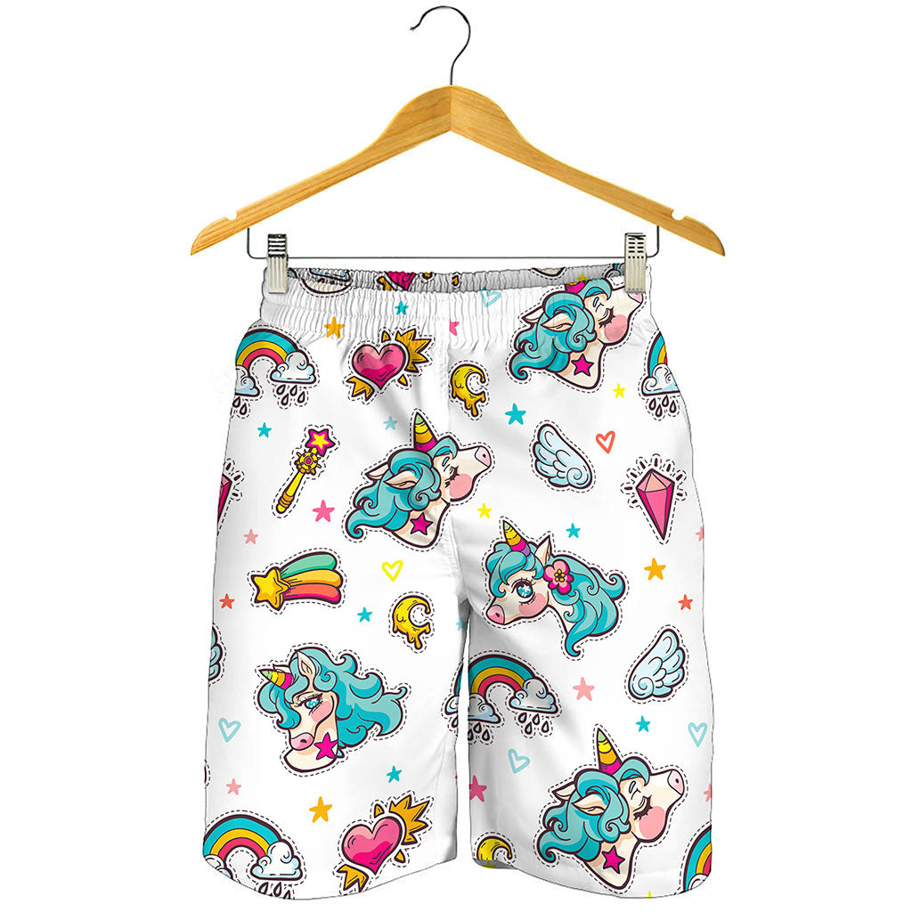 Little Girly Unicorn Pattern Print Men's Shorts