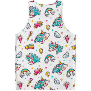 Little Girly Unicorn Pattern Print Men's Tank Top