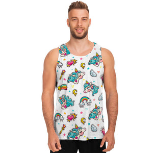 Little Girly Unicorn Pattern Print Men's Tank Top