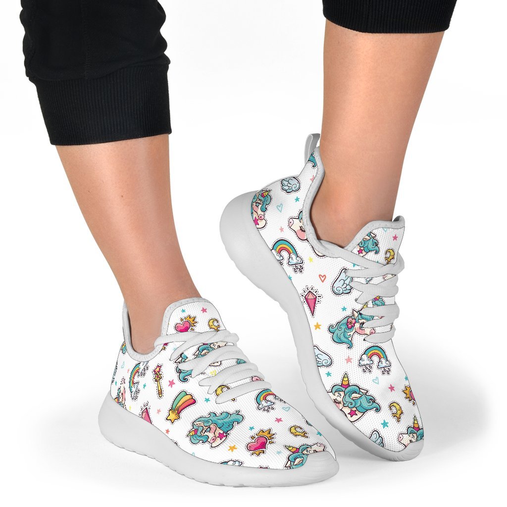 Little Girly Unicorn Pattern Print Mesh Knit Shoes GearFrost