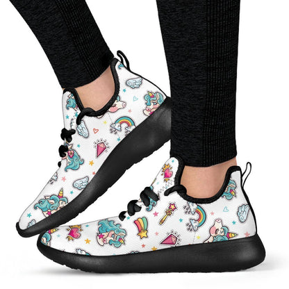 Little Girly Unicorn Pattern Print Mesh Knit Shoes GearFrost