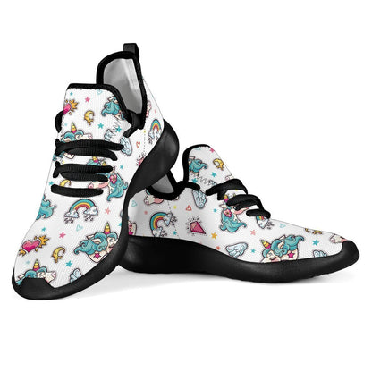 Little Girly Unicorn Pattern Print Mesh Knit Shoes GearFrost