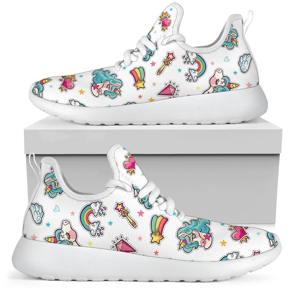 Little Girly Unicorn Pattern Print Mesh Knit Shoes GearFrost