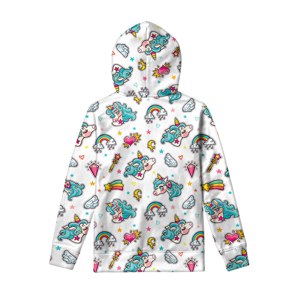 Little Girly Unicorn Pattern Print Pullover Hoodie