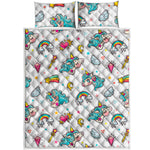 Little Girly Unicorn Pattern Print Quilt Bed Set