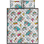 Little Girly Unicorn Pattern Print Quilt Bed Set