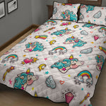 Little Girly Unicorn Pattern Print Quilt Bed Set