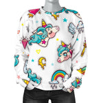 Little Girly Unicorn Pattern Print Women's Crewneck Sweatshirt GearFrost