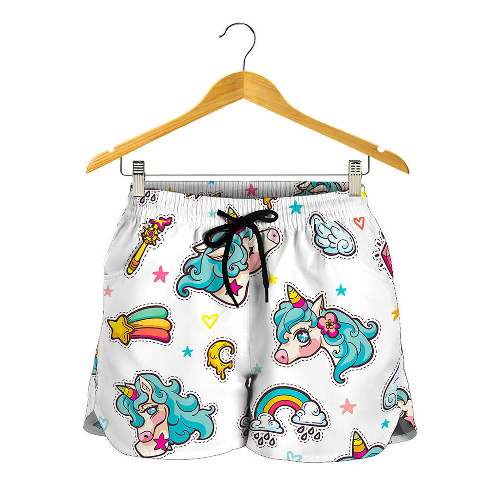 Little Girly Unicorn Pattern Print Women's Shorts