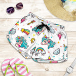 Little Girly Unicorn Pattern Print Women's Shorts