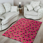 Little Green Alien UFO Print Area Rug