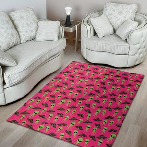 Little Green Alien UFO Print Area Rug