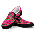 Little Green Alien UFO Print Black Slip On Sneakers