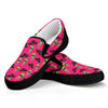 Little Green Alien UFO Print Black Slip On Shoes