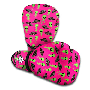 Little Green Alien UFO Print Boxing Gloves