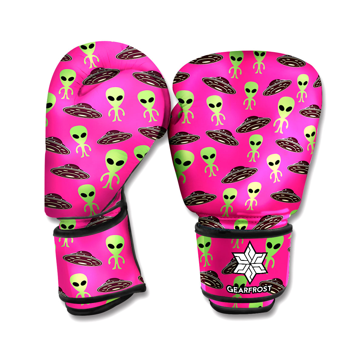 Little Green Alien UFO Print Boxing Gloves